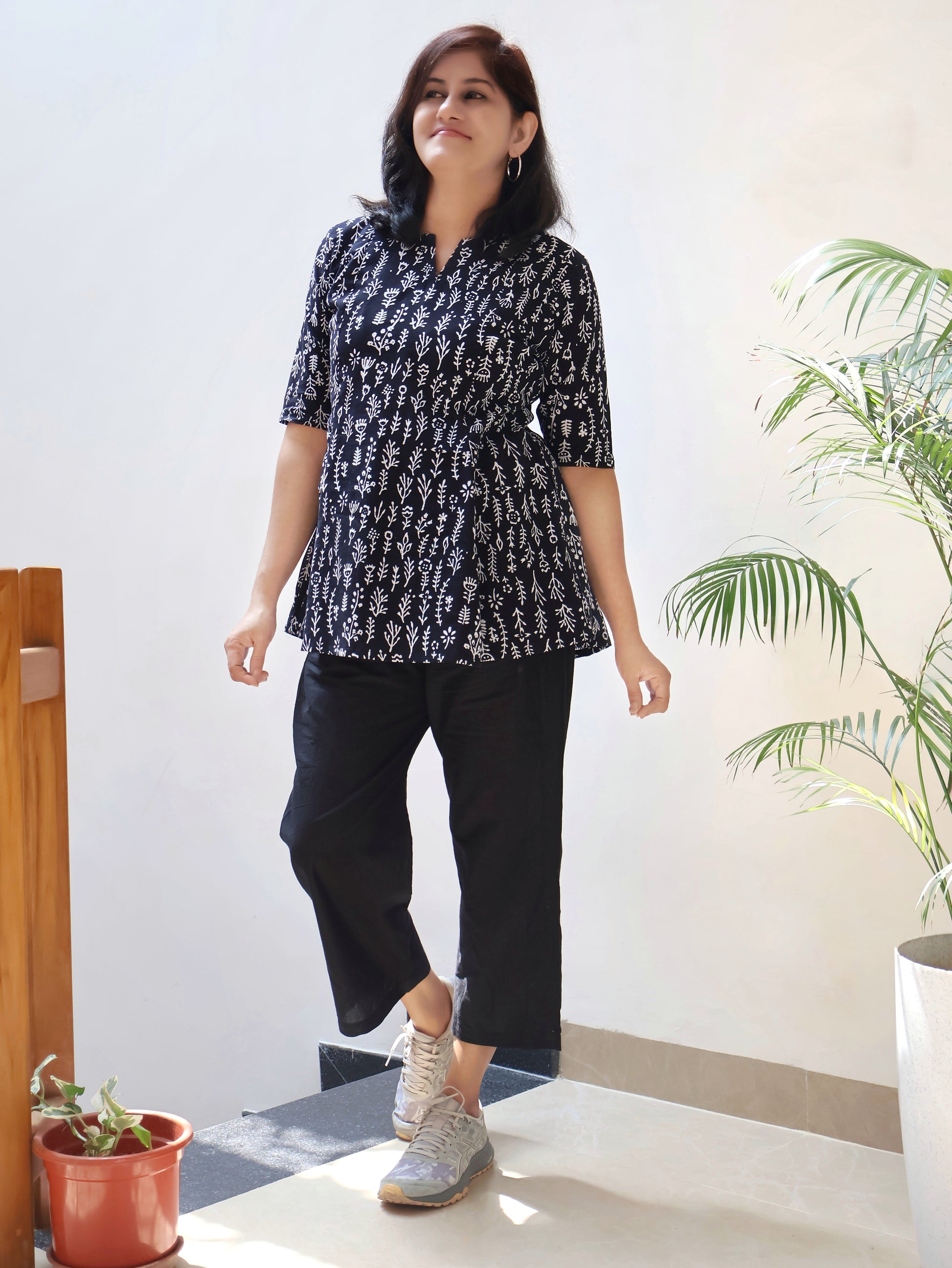 Black Radiant Hand Block Cotton Co-Ord Set