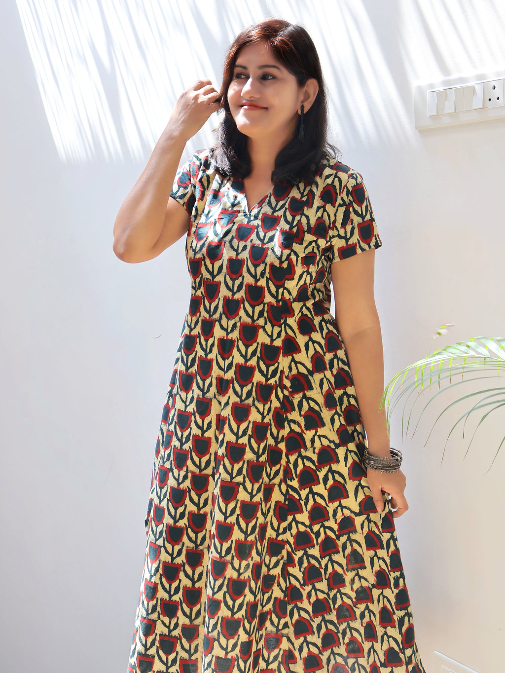 Blooming Green Dabu Hand Block Cotton Kurta