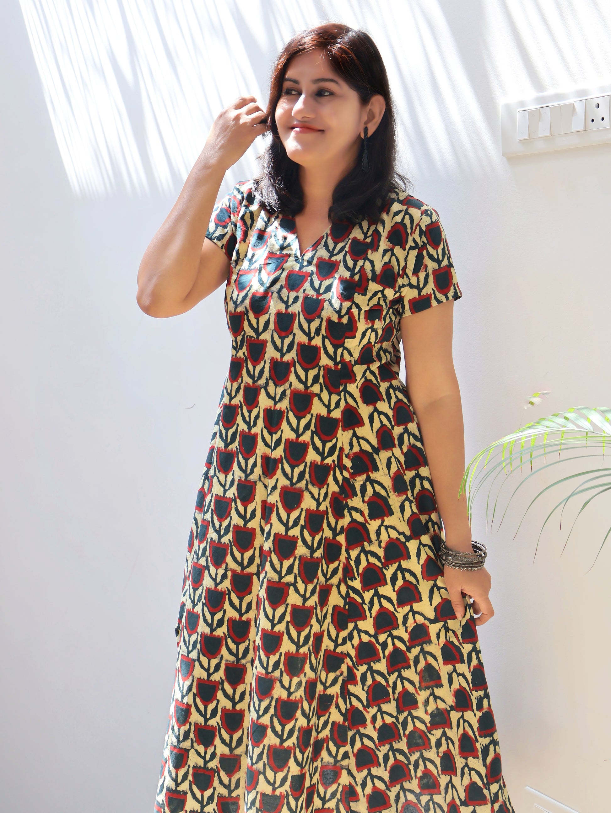 Blooming Green Dabu Hand Block Cotton Kurta