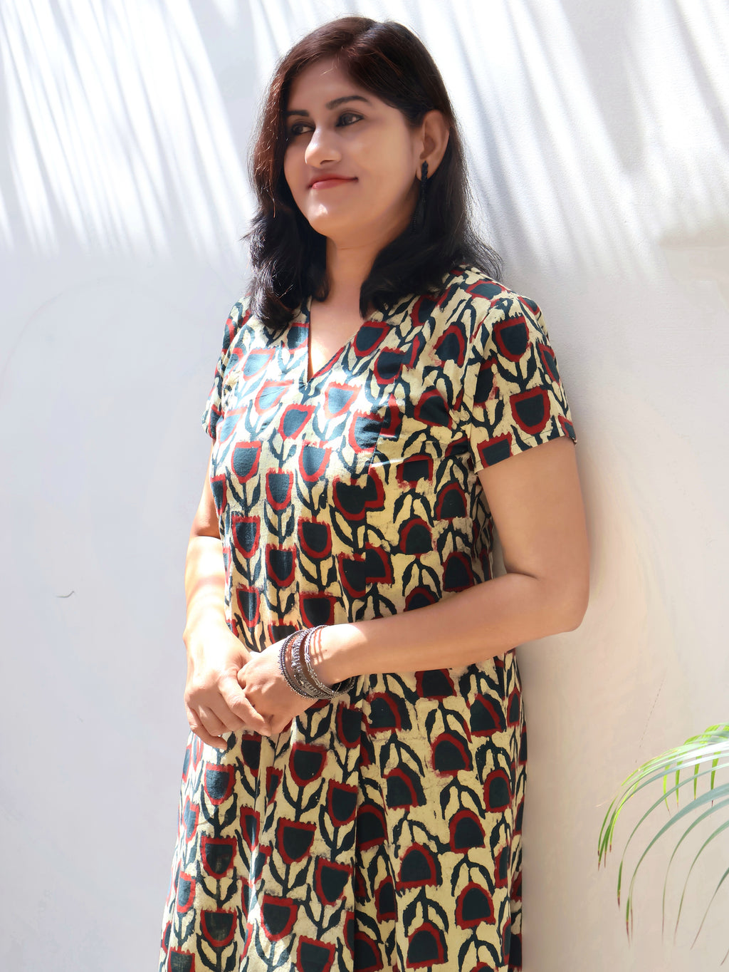 Blooming Green Dabu Hand Block Cotton Kurta