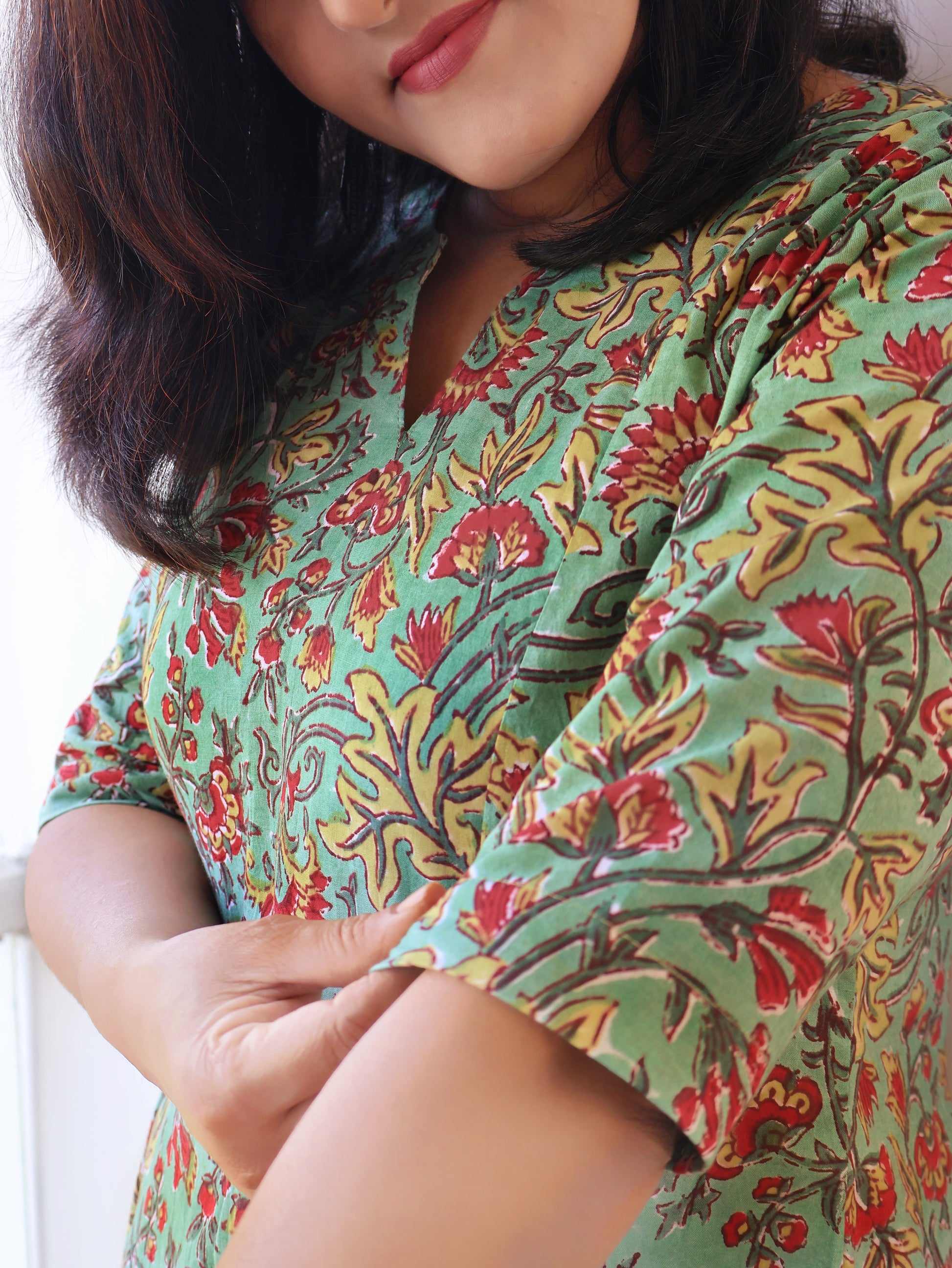 Radiant Garden Sanganeri Hand Block Cotton Kurta