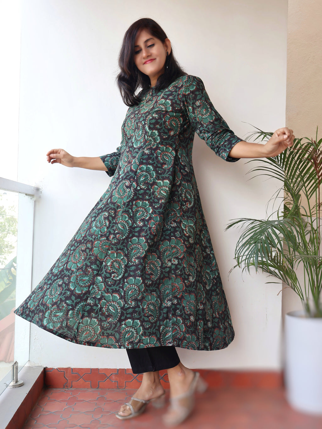 Green Jade Jahota Hand Block Cotton Kurta