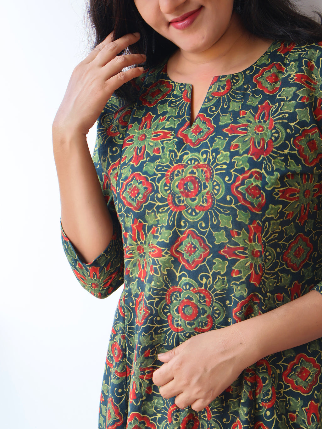 Green Gorgeous Ajrakh Hand Block Cotton Kurta