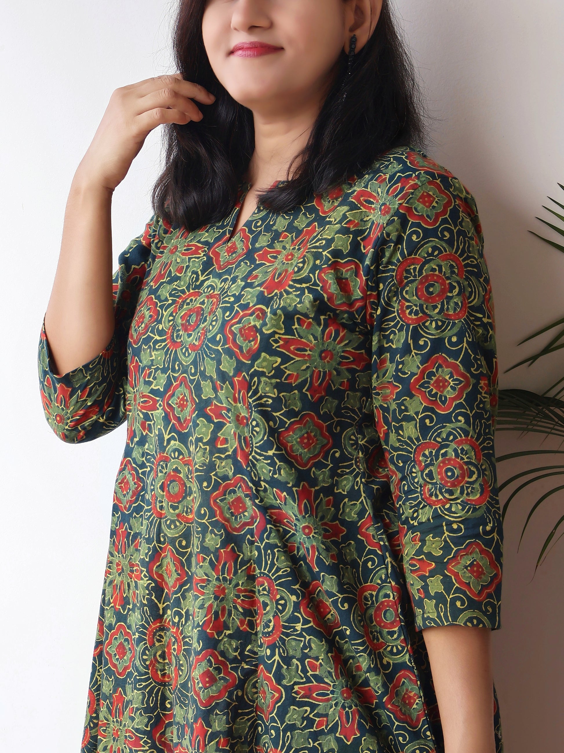 Green Gorgeous Ajrakh Hand Block Cotton Kurta