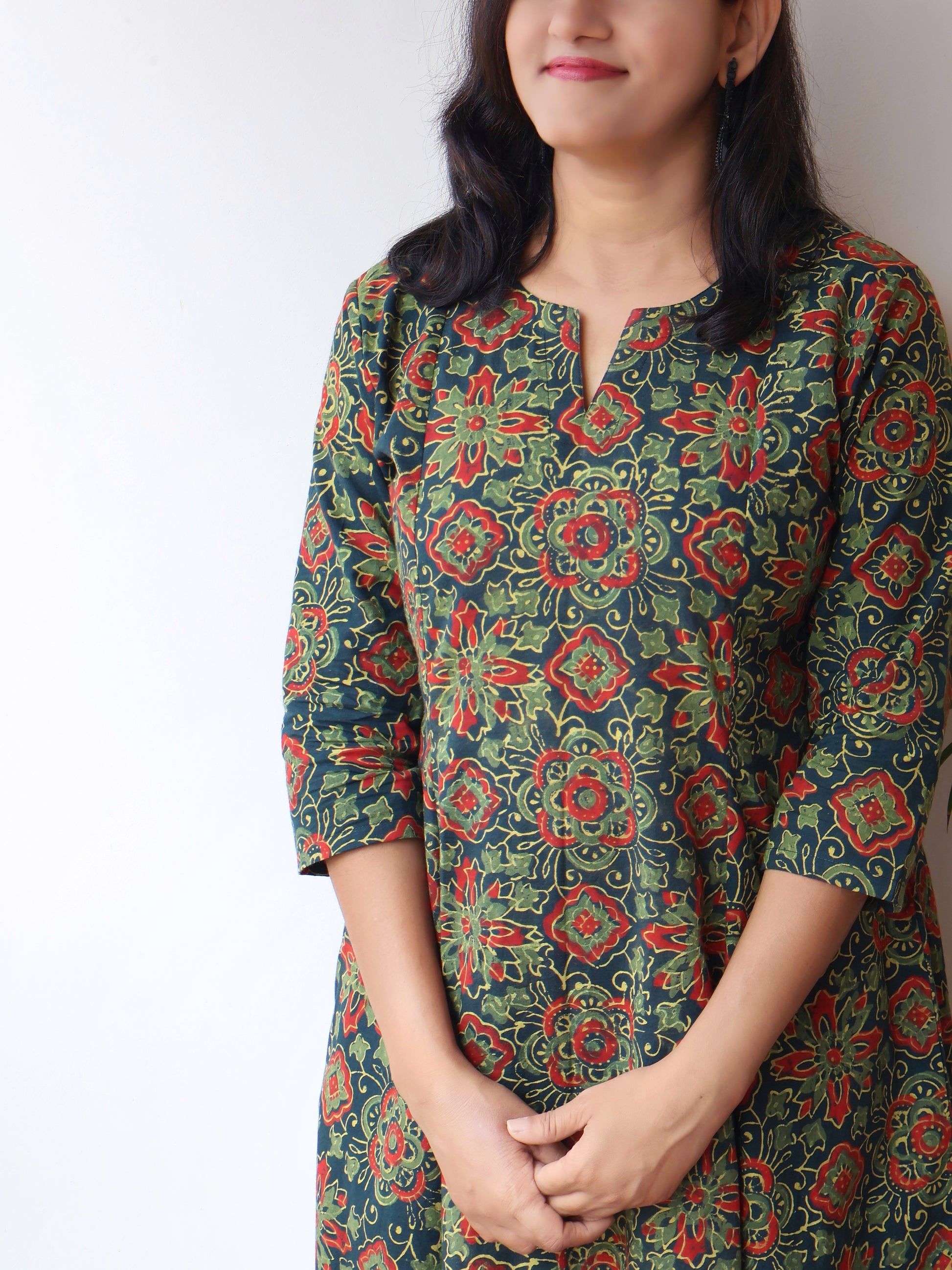 Green Gorgeous Ajrakh Hand Block Cotton Kurta