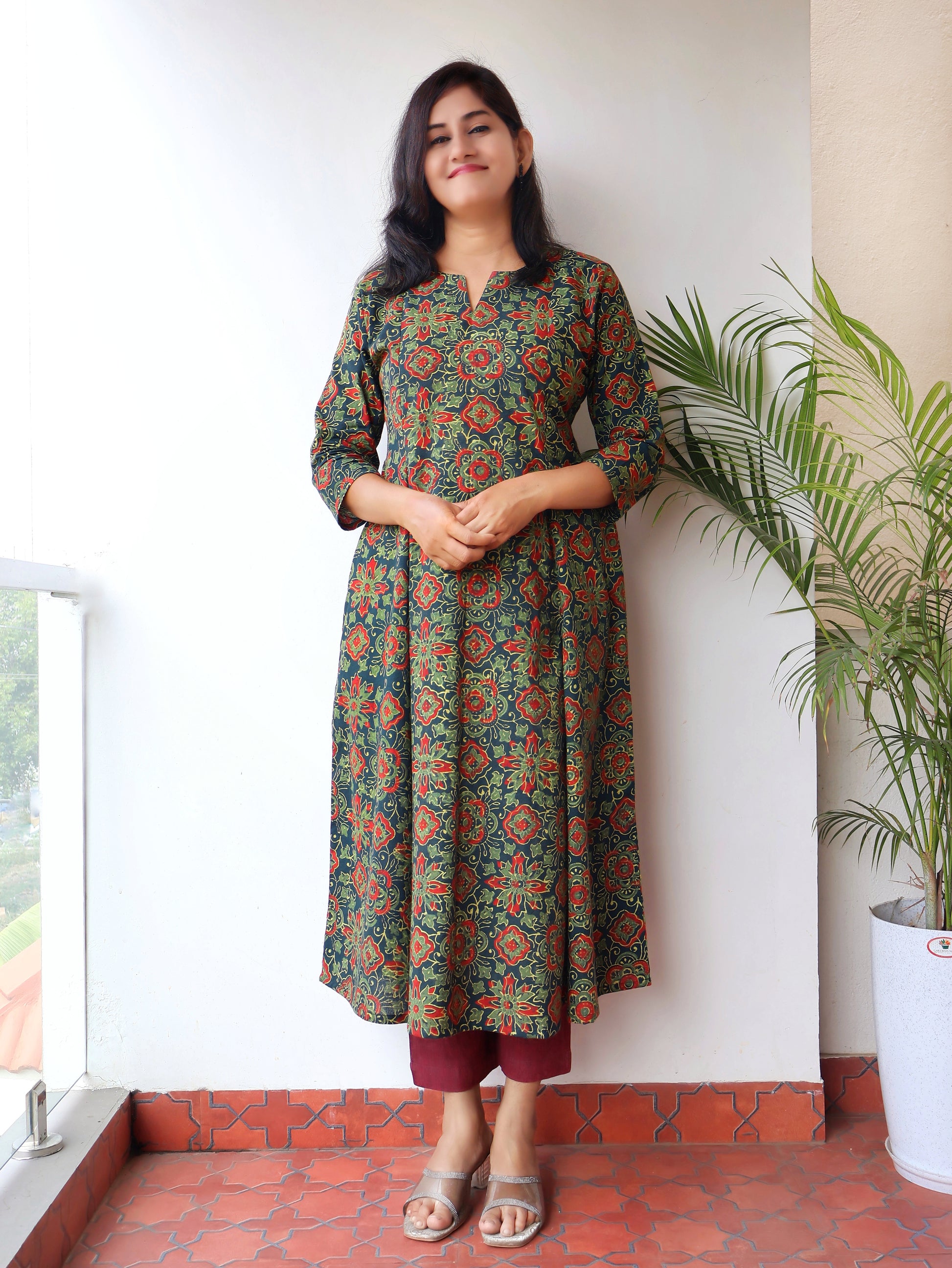 Green Gorgeous Ajrakh Hand Block Cotton Kurta