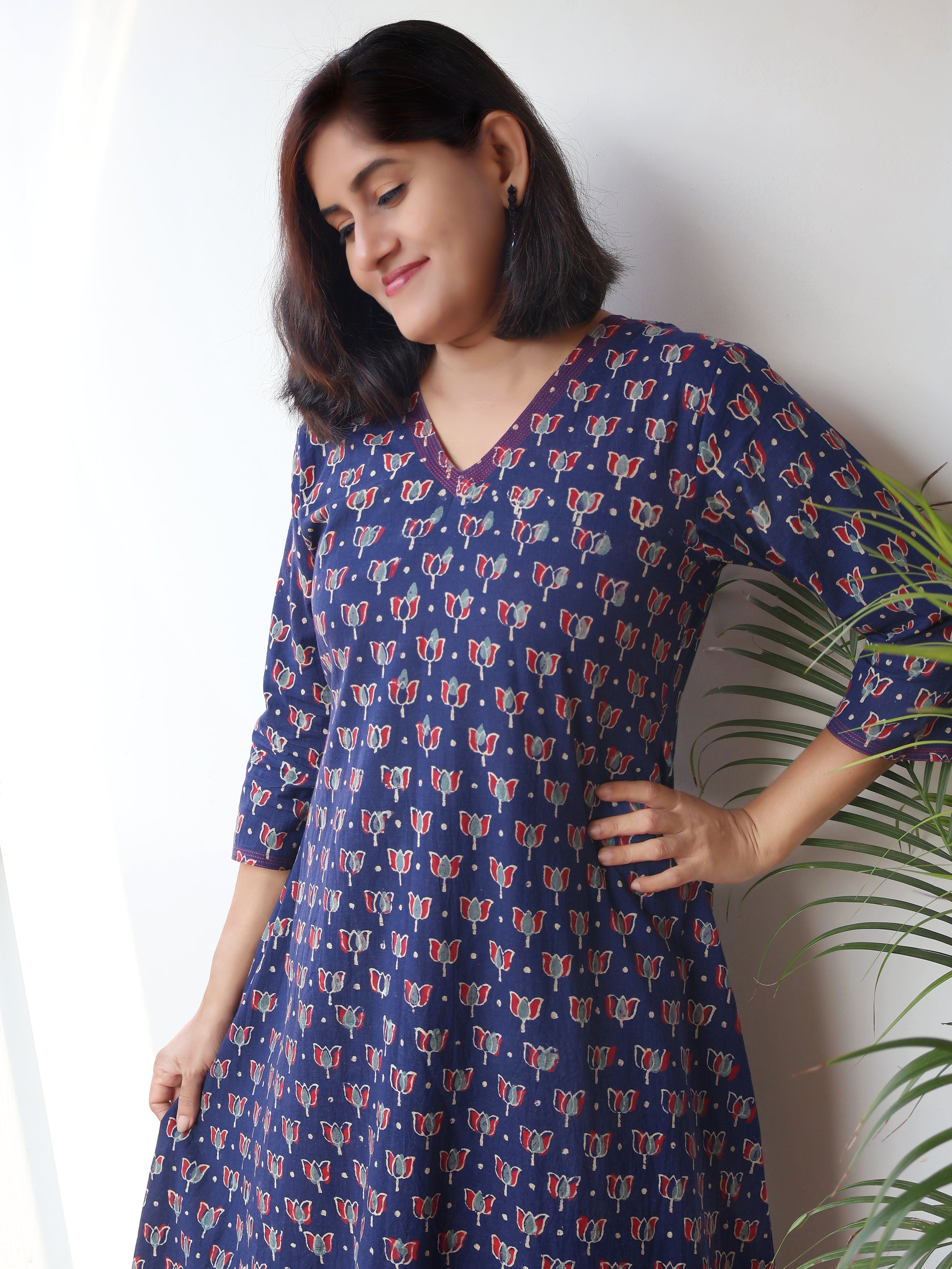 Blue Marvelous Ajrakh Hand Block Cotton Kurta