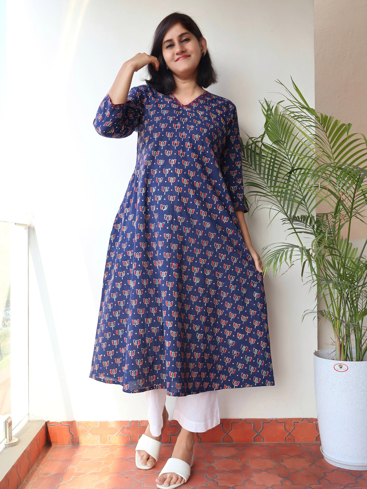 Blue Marvelous Ajrakh Hand Block Cotton Kurta