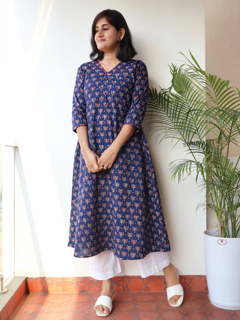 Blue Marvelous Ajrakh Hand Block Cotton Kurta