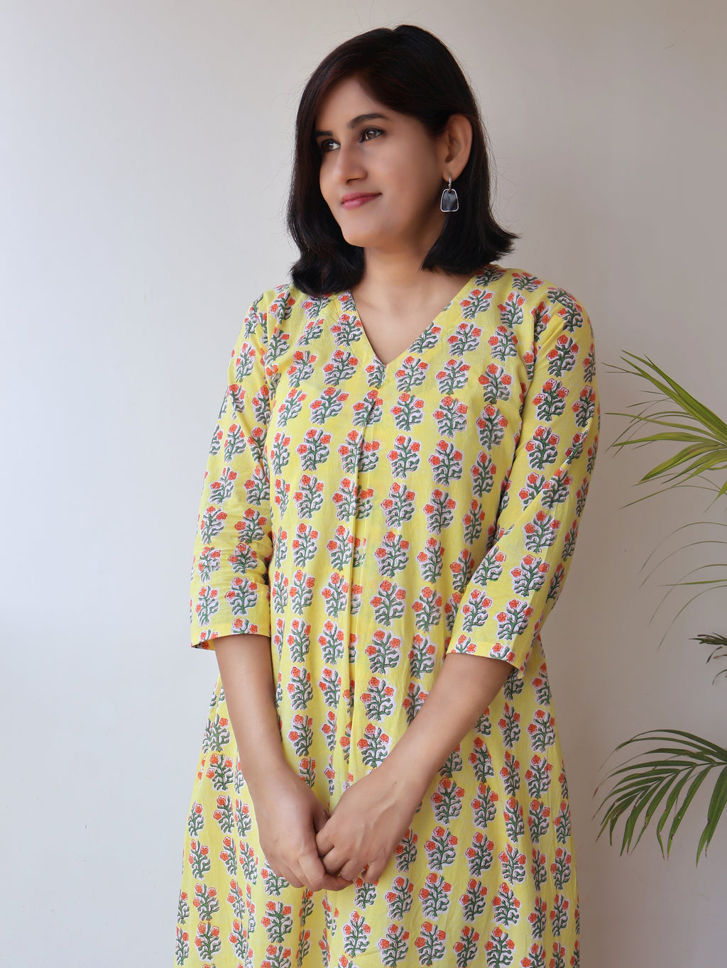 Yellow Glow Sanganeri Hand Block Cotton Kurta