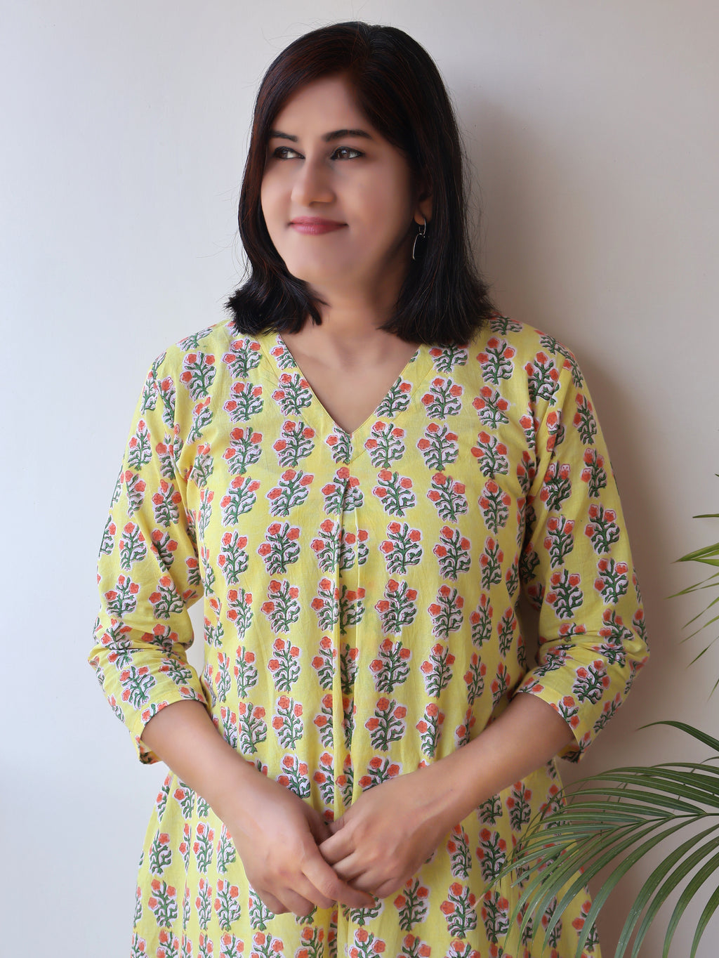 Yellow Glow Sanganeri Hand Block Cotton Kurta
