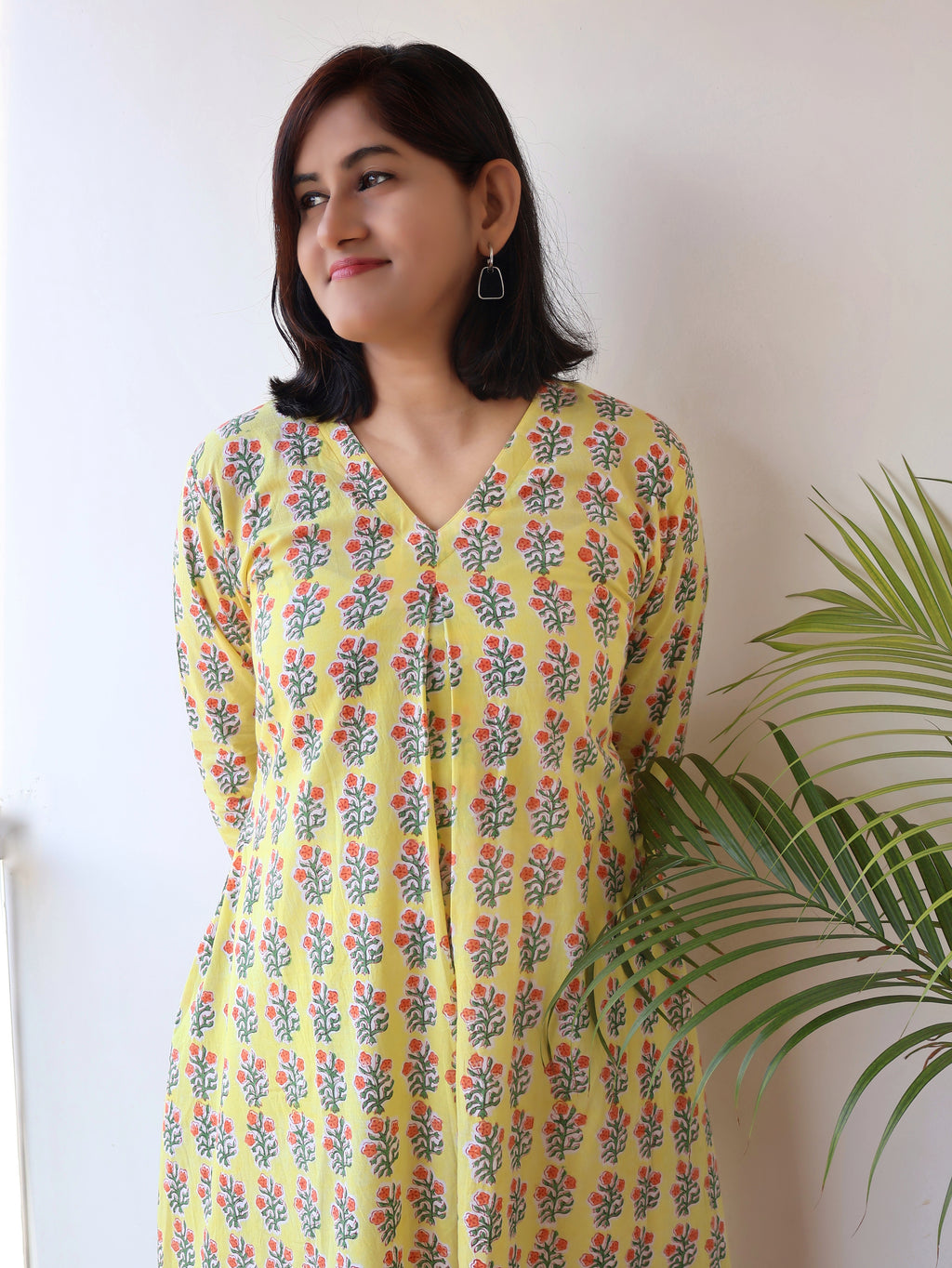 Yellow Glow Sanganeri Hand Block Cotton Kurta