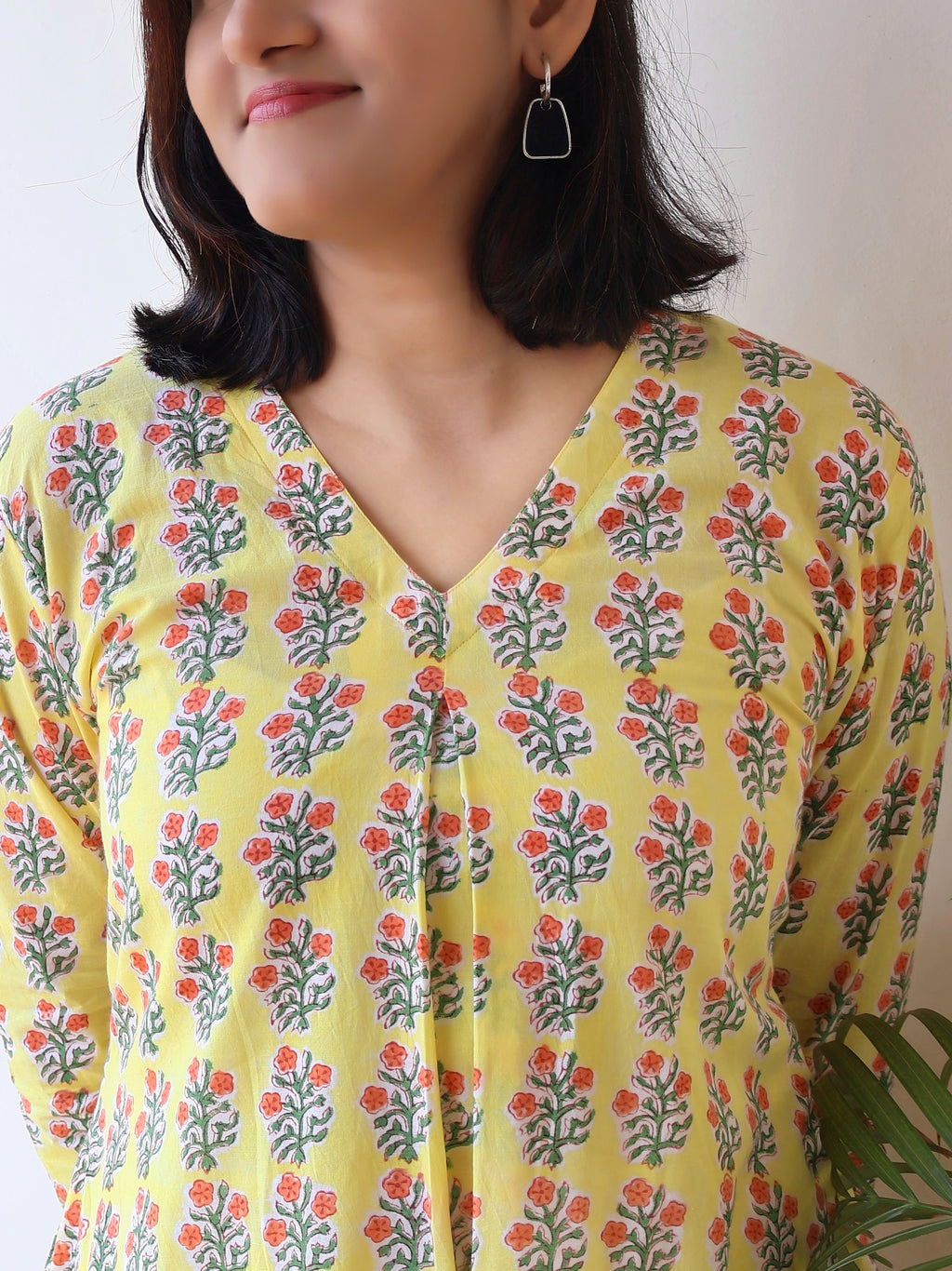 Yellow Glow Sanganeri Hand Block Cotton Kurta