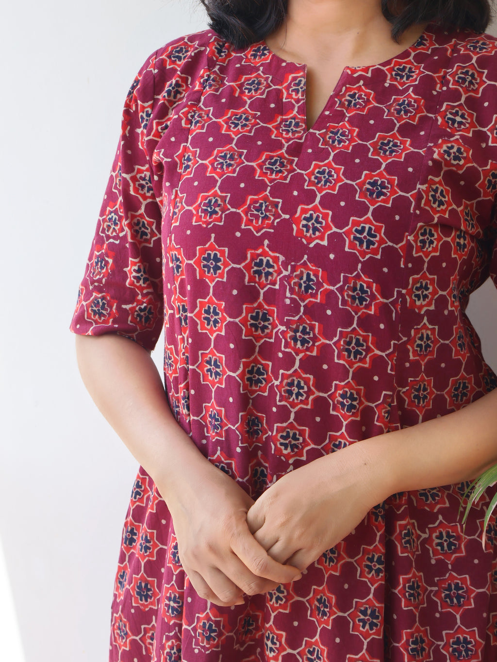 Maroon Admire Ajrakh Hand Block Cotton Kurta