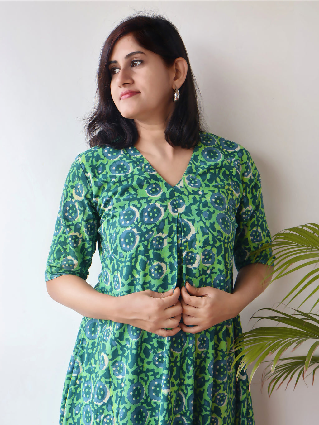 Green Muse Dabu Hand Block Cotton Kurta
