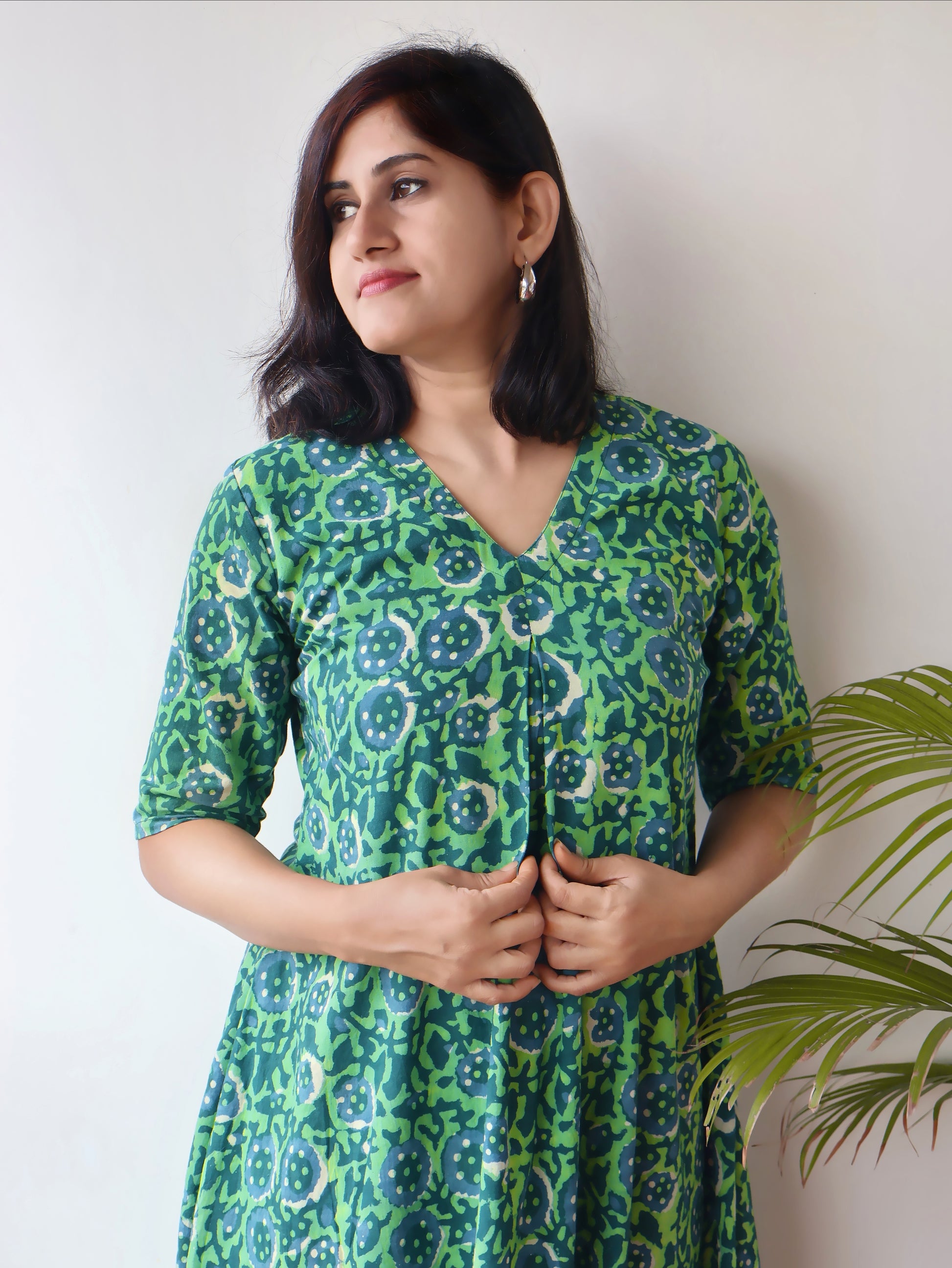 Green Muse Dabu Hand Block Cotton Kurta