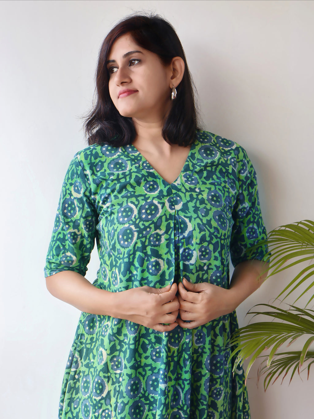 Green Muse Dabu Hand Block Cotton Kurta