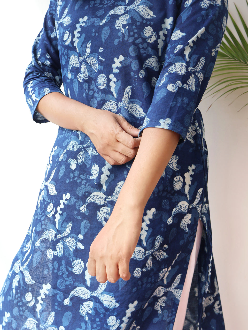 Indigo Blue Terra Dabu Hand Block Cotton Straight Kurta