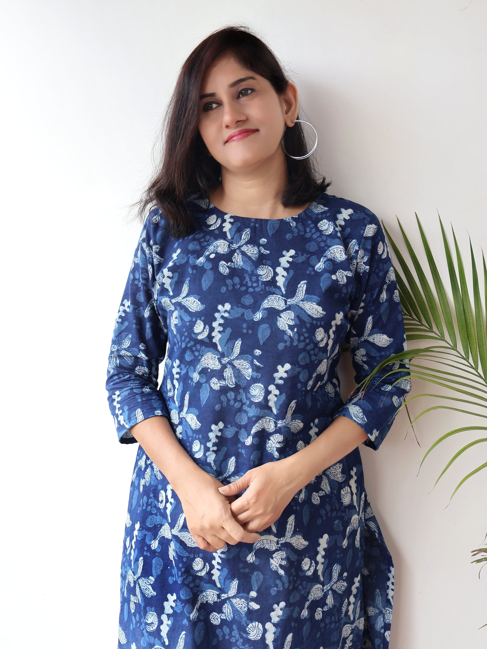 Indigo Blue Terra Dabu Hand Block Cotton Straight Kurta