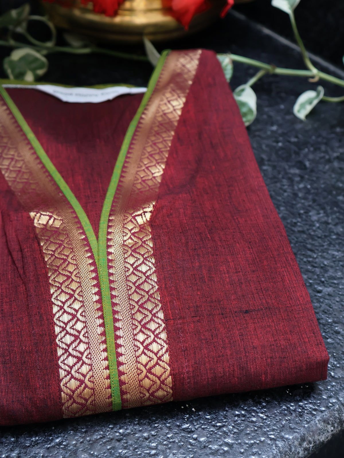 Mahogany Maroon Ethnic Handloom Cotton Kurta