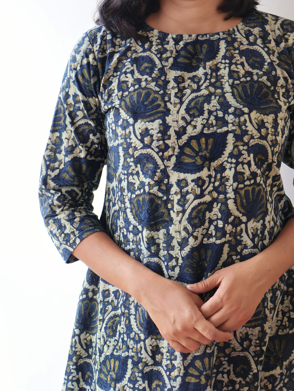 Twilight Blue Ajrakh Hand Block Cotton Kurta