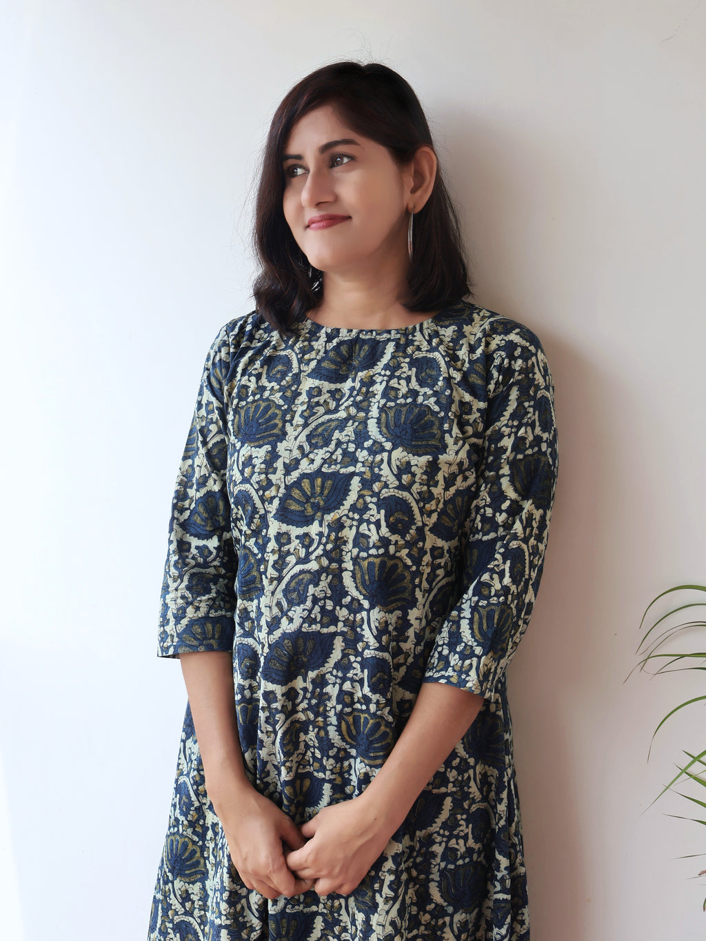 Twilight Blue Ajrakh Hand Block Cotton Kurta