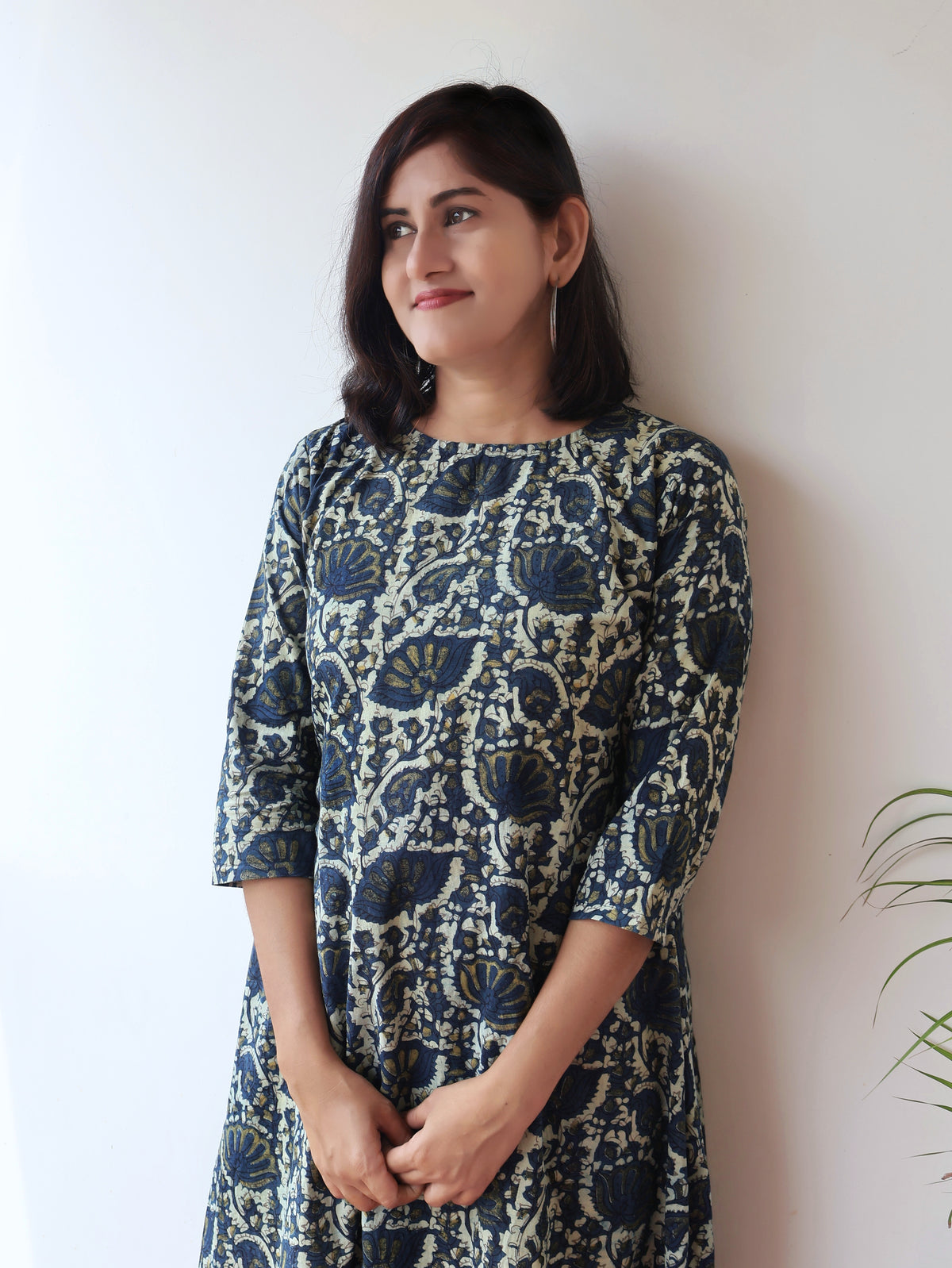 Twilight Blue Ajrakh Hand Block Cotton Kurta