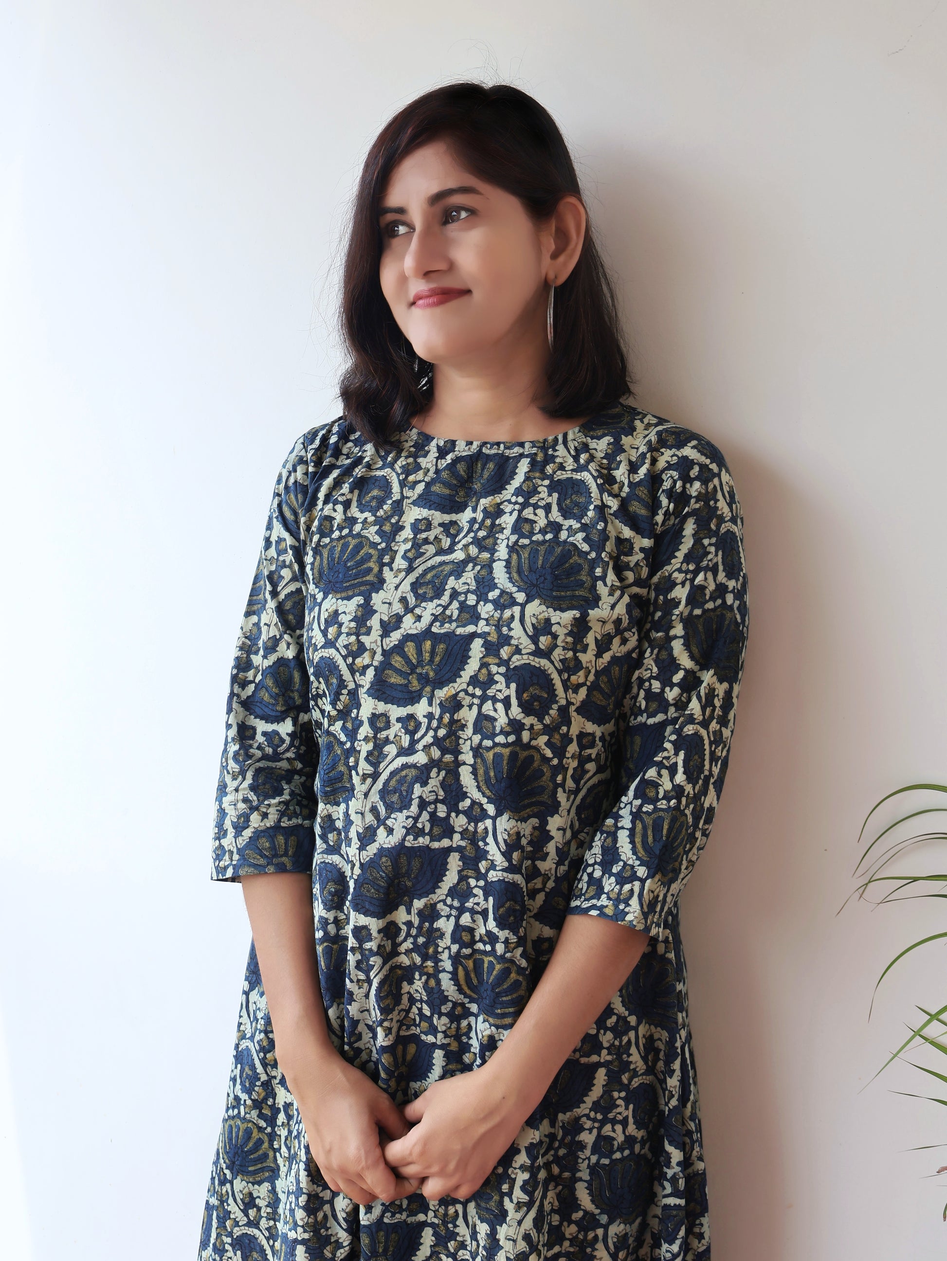 Twilight Blue Ajrakh Hand Block Cotton Kurta