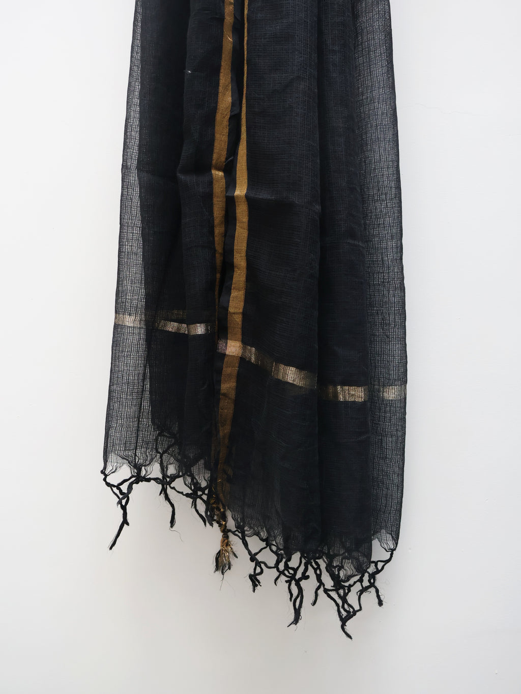 Black Premium Pure Cotton Kota Doriya Dupatta with Zari Border