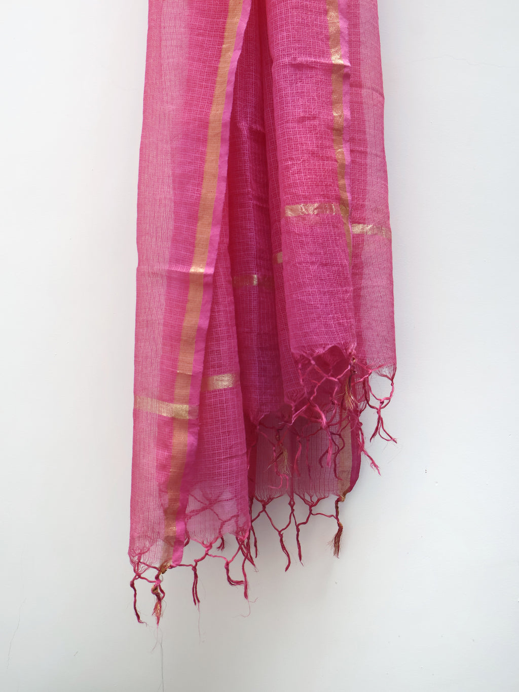 Pink Premium Pure Cotton Kota Doriya Dupatta with Zari Border