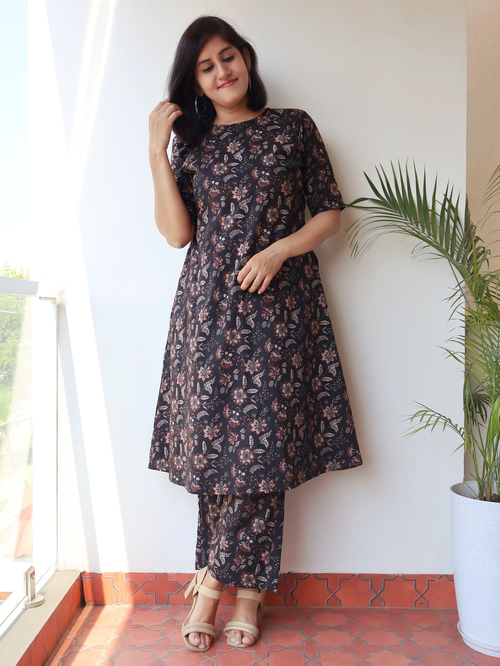 Brown Charm Bagru Hand Block Cotton Coord Set