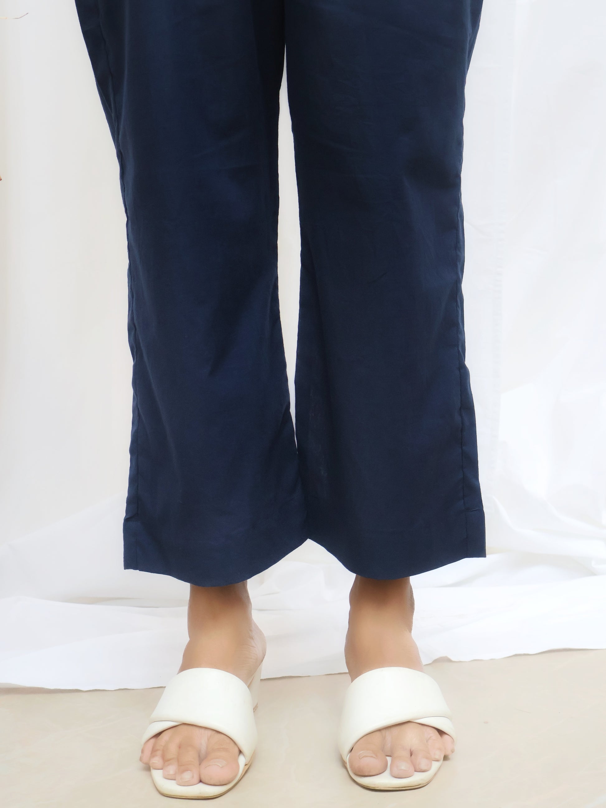 Navy Blue Pure Cotton Straight Pants - Best Pair With Kurtis