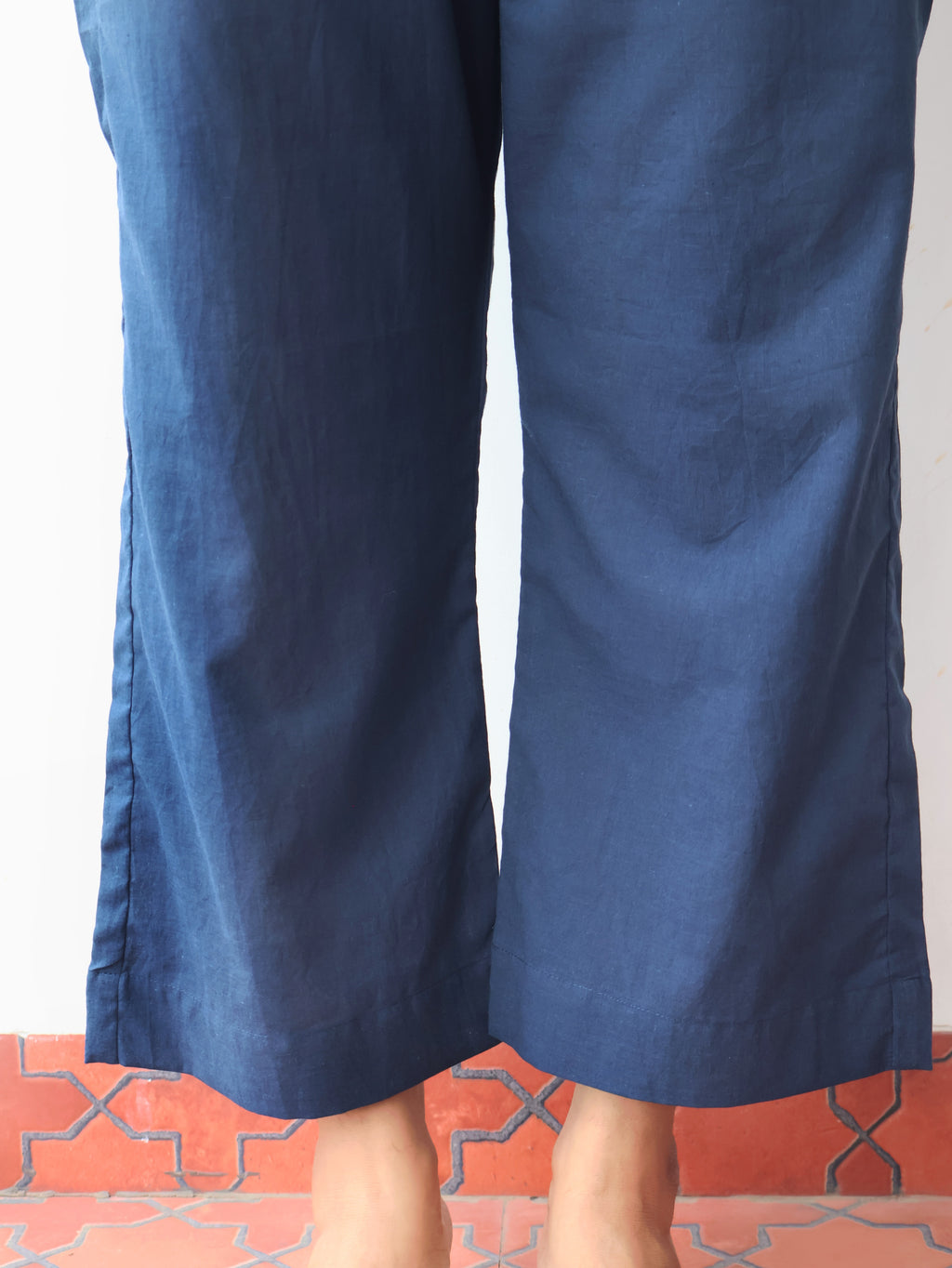 Navy Blue Pure Cotton Straight Pants - Best Pair With Kurtis