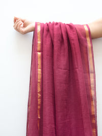 Maroon Premium Pure Cotton Kota Doria Dupatta with Zari Border
