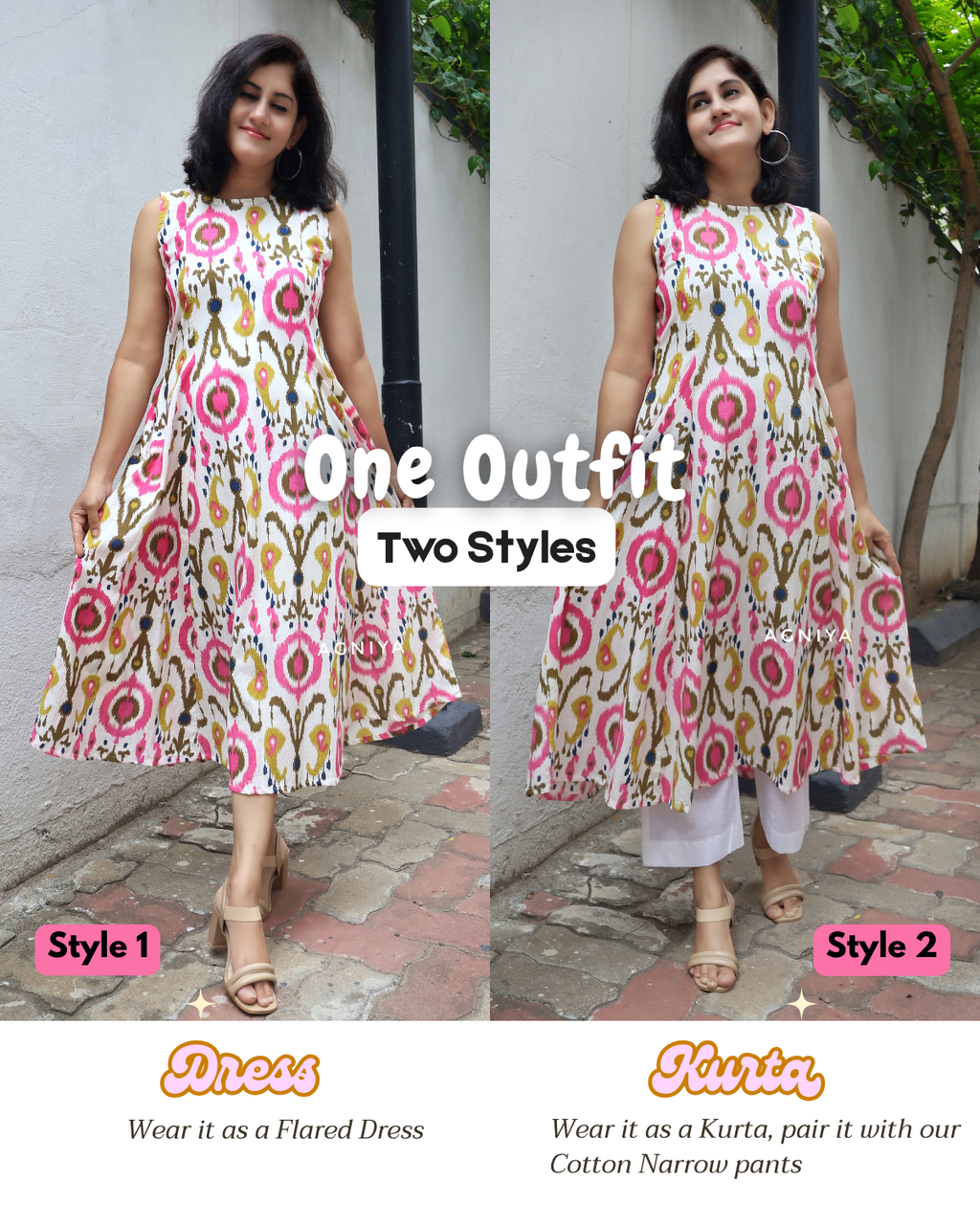 White Pink Popsicle Cotton Dress
