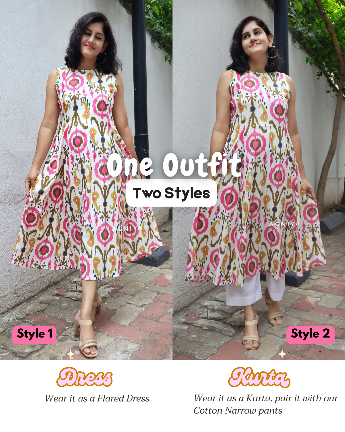 White Pink Popsicle Cotton Dress