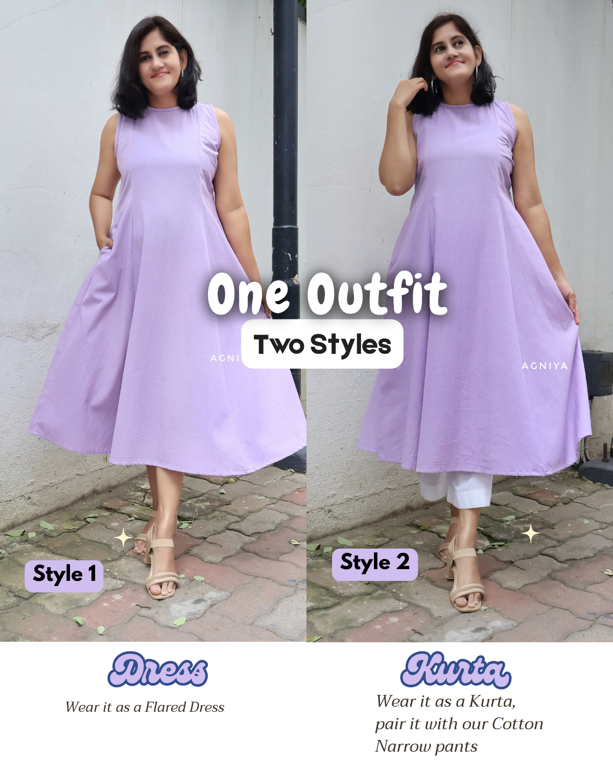Lilac Charm Cotton Paneled Dress