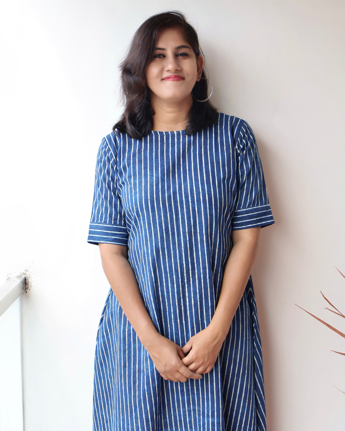 Stripes of Indigo Hand block Aline Cotton Kurta