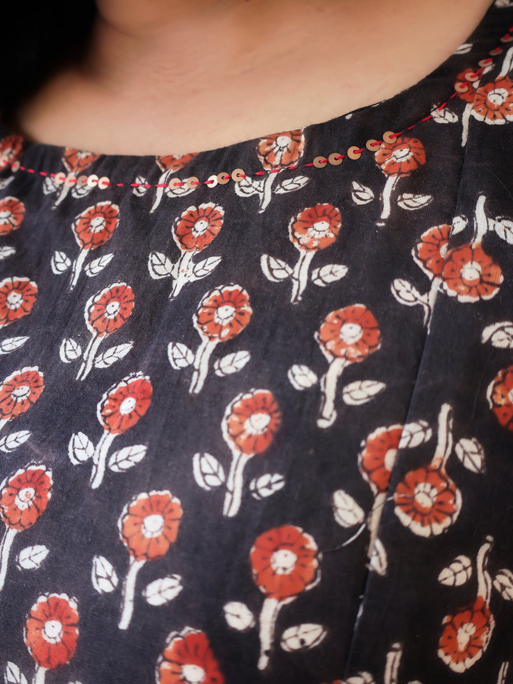 Black madder ethnic kurta with hand embroidery detailing