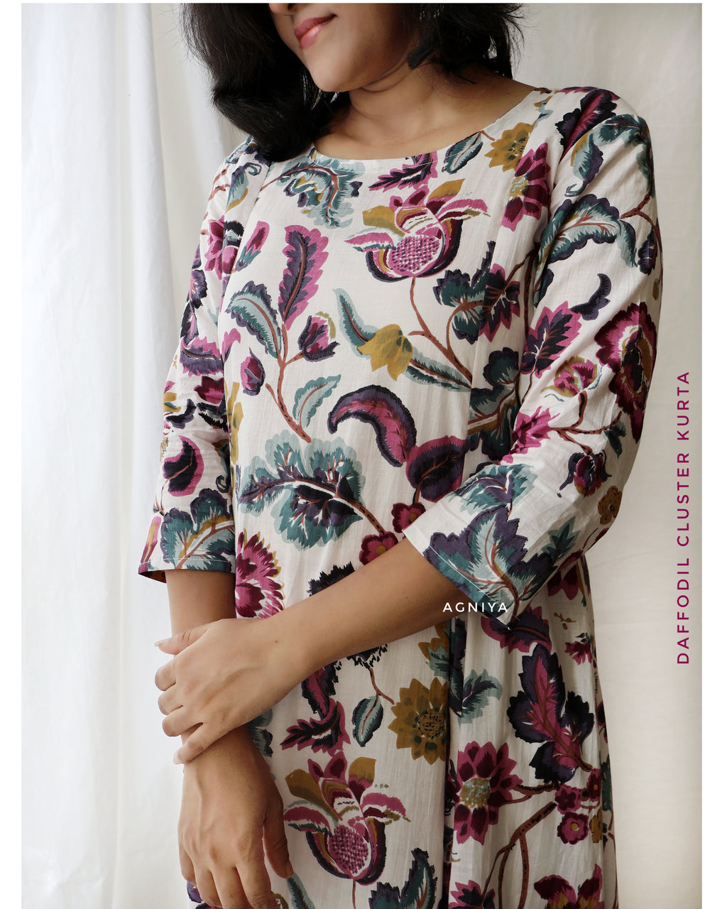 Daffodil Cluster Paneled Cotton Kurta ( Last Few Sizes Left )