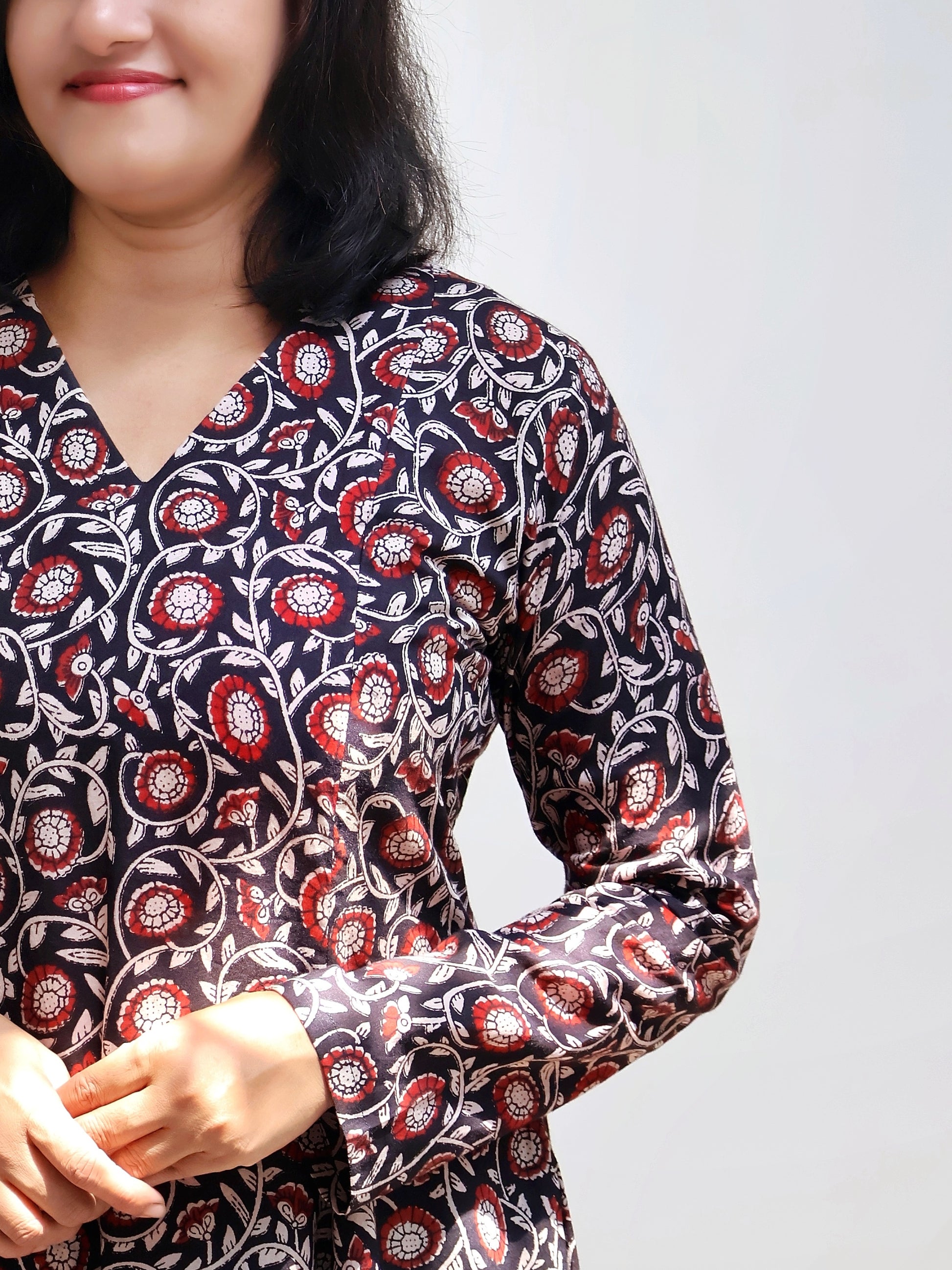 Black Elegance Bagru Cotton Hand Block Kurta