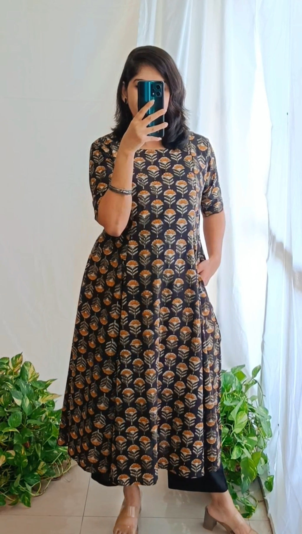 Black Bagru Hand Block Cotton Kurta (Few Sizes Left)