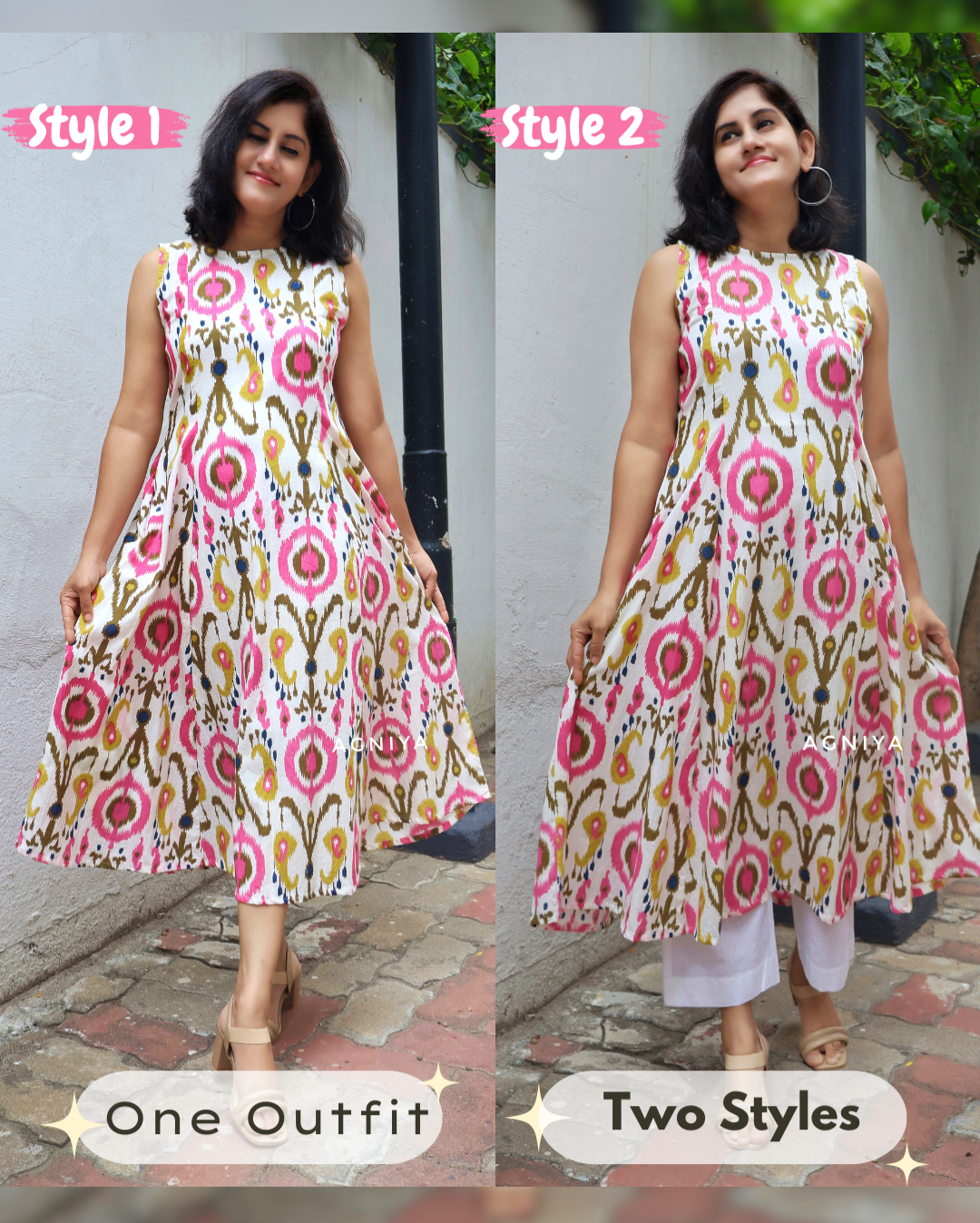 White Pink Popsicle Cotton Dress