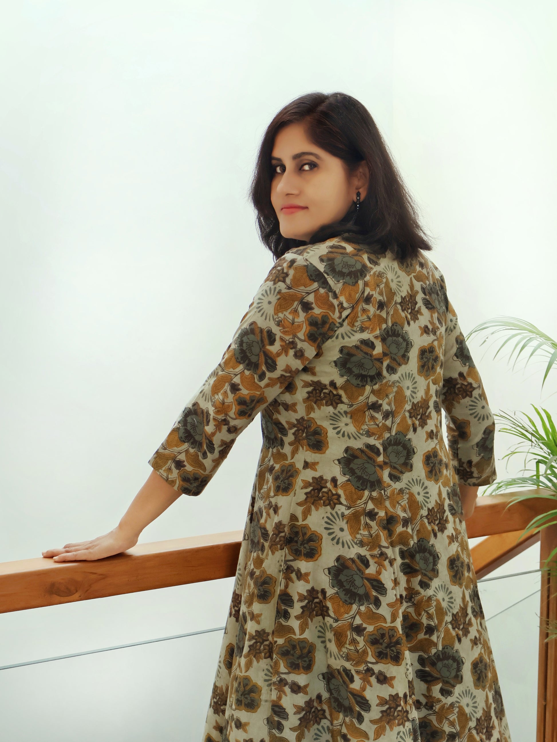 Basil Green Ajrakh Hand Block Print Cotton Kurta