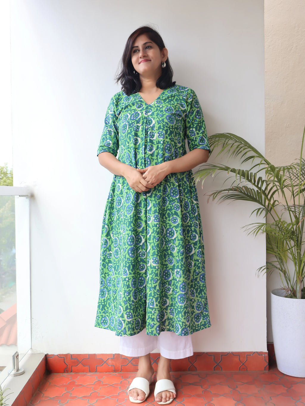 Green Muse Dabu Hand Block Cotton Kurta