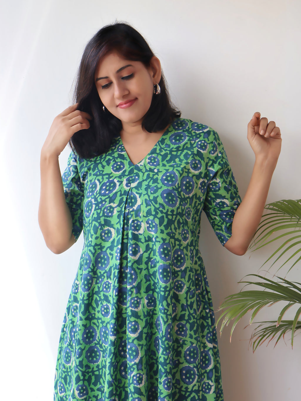 Green Muse Dabu Hand Block Cotton Kurta