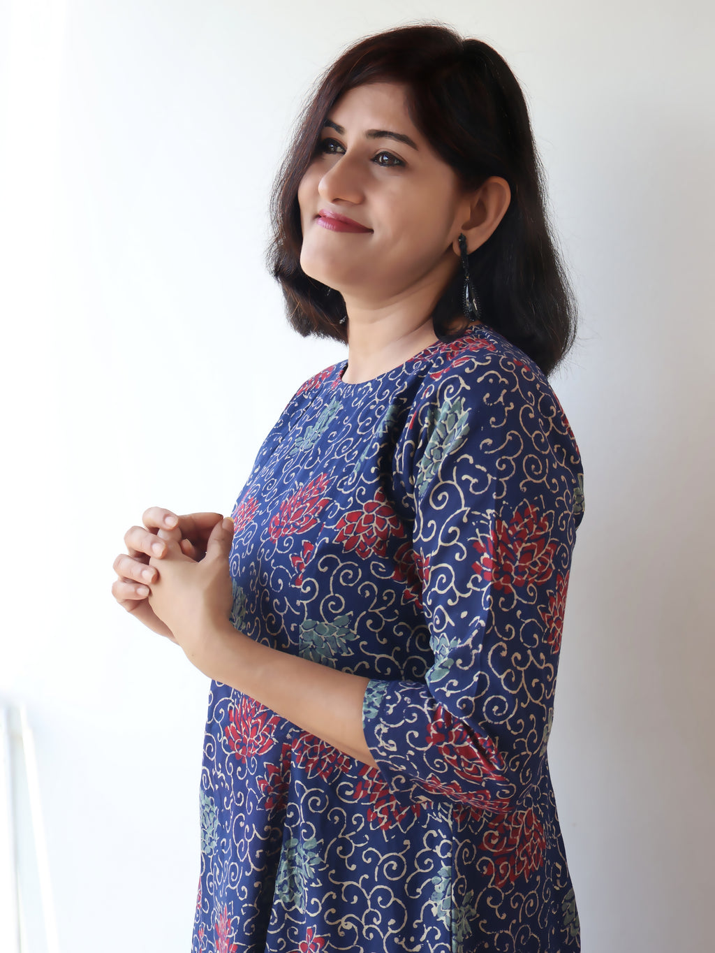 Blue Sapphire Ajrakh Hand Block Cotton Kurta