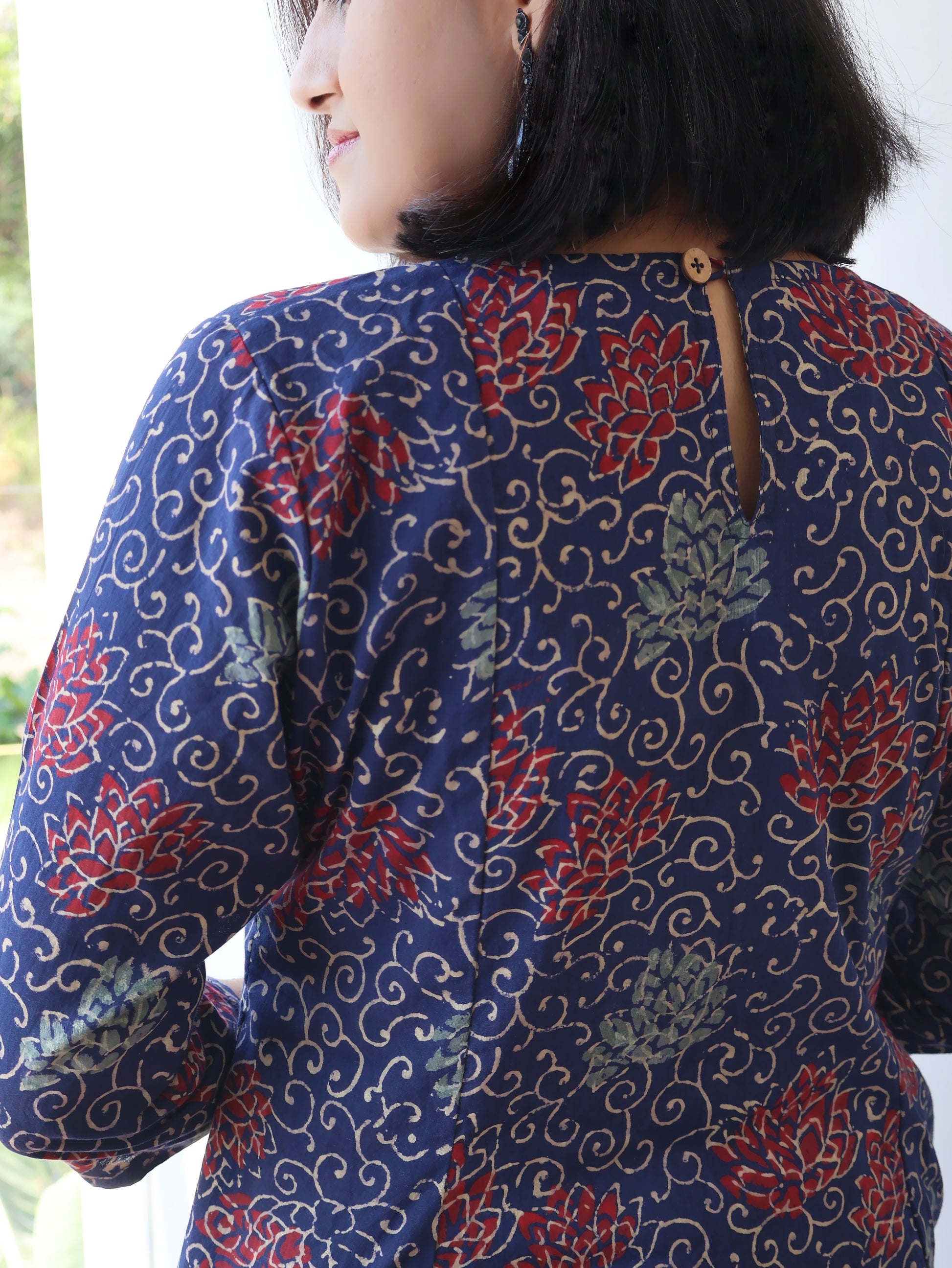 Blue Sapphire Ajrakh Hand Block Cotton Kurta