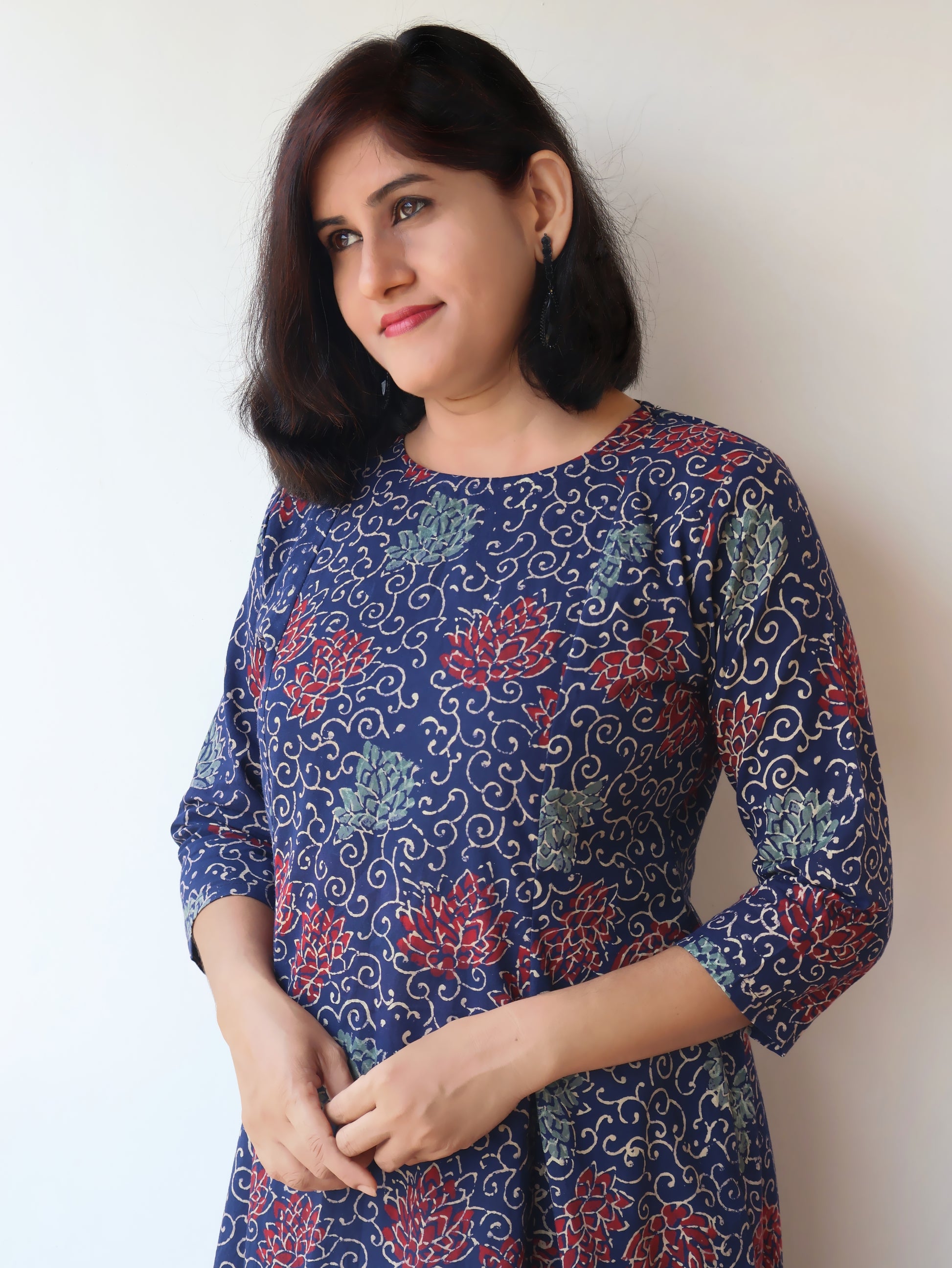 Blue Sapphire Ajrakh Hand Block Cotton Kurta