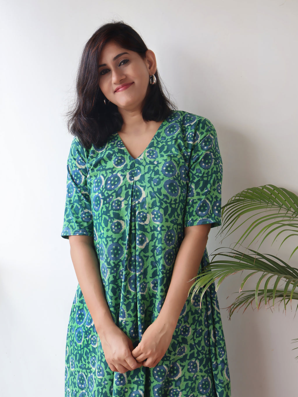 Green Muse Dabu Hand Block Cotton Kurta